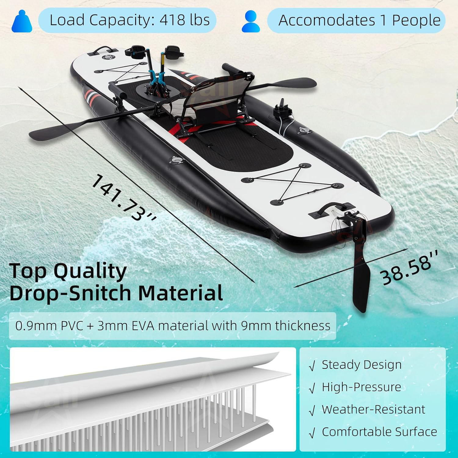 Kayak Inflable de Alta Calidad - Fishing Kayak Pedal Drive reseña y precio