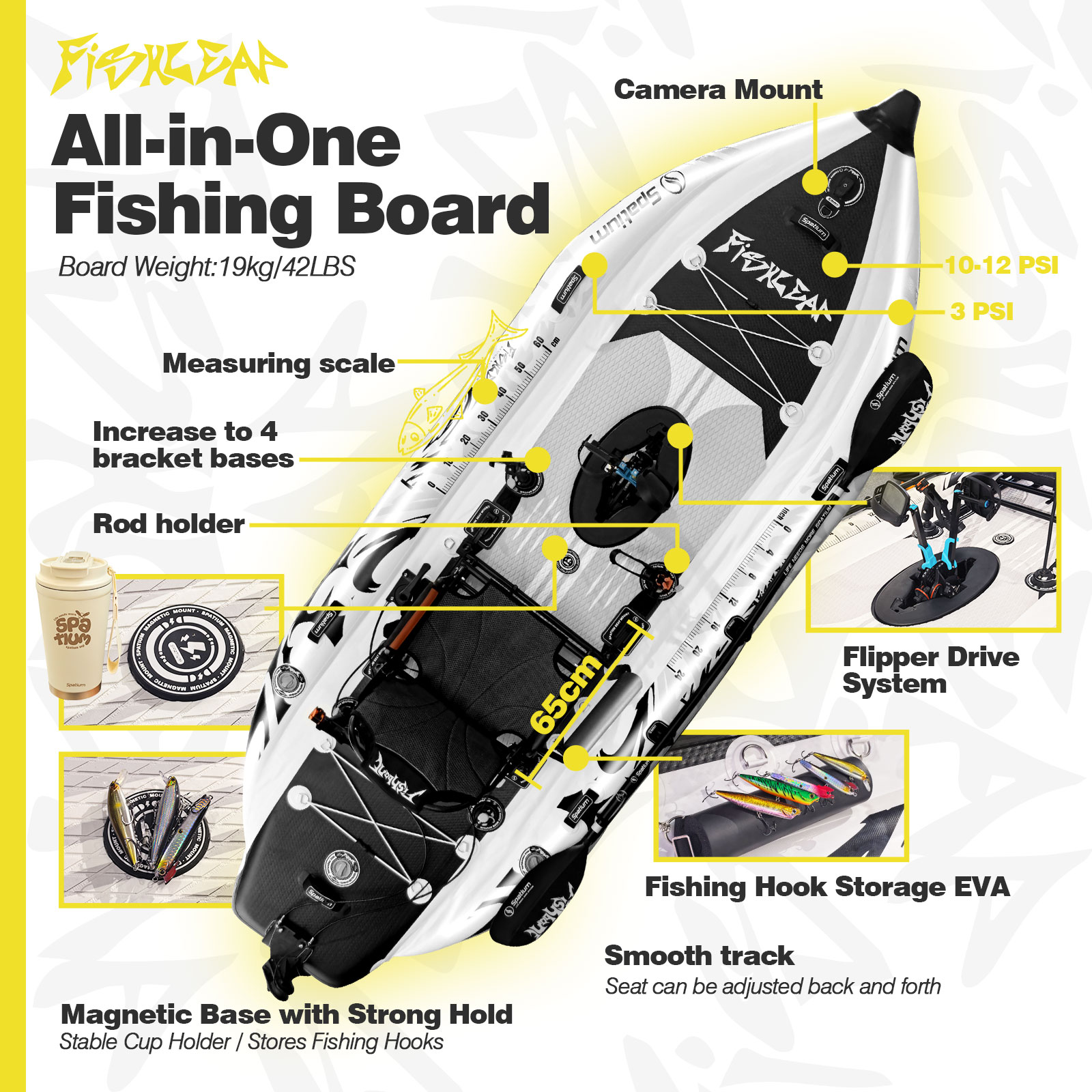 Kayak Inflable Spatium de 11.5 - Fishing Kayak Seat reseña y precio